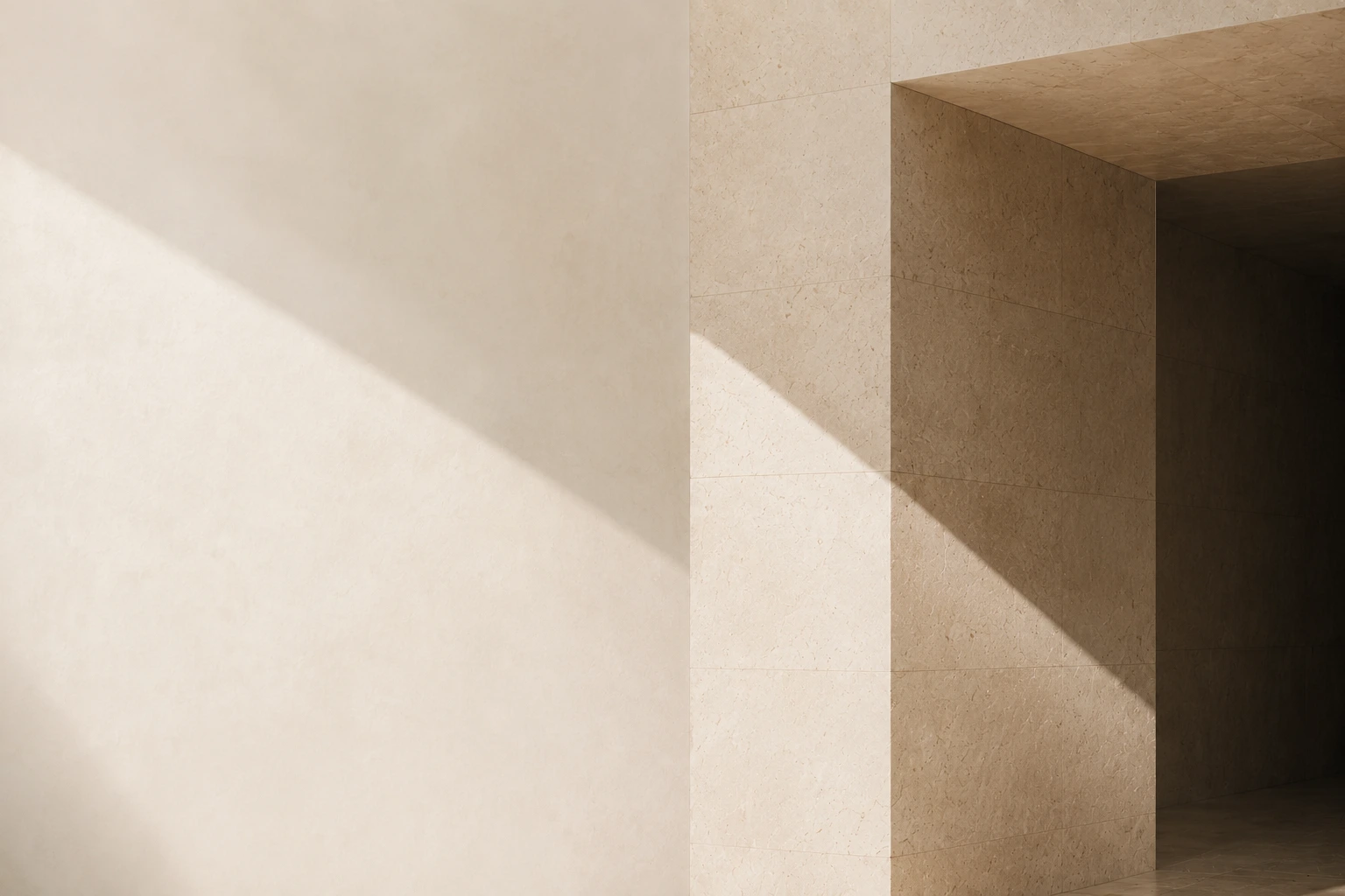 Sunlit stone wall and architectural opening